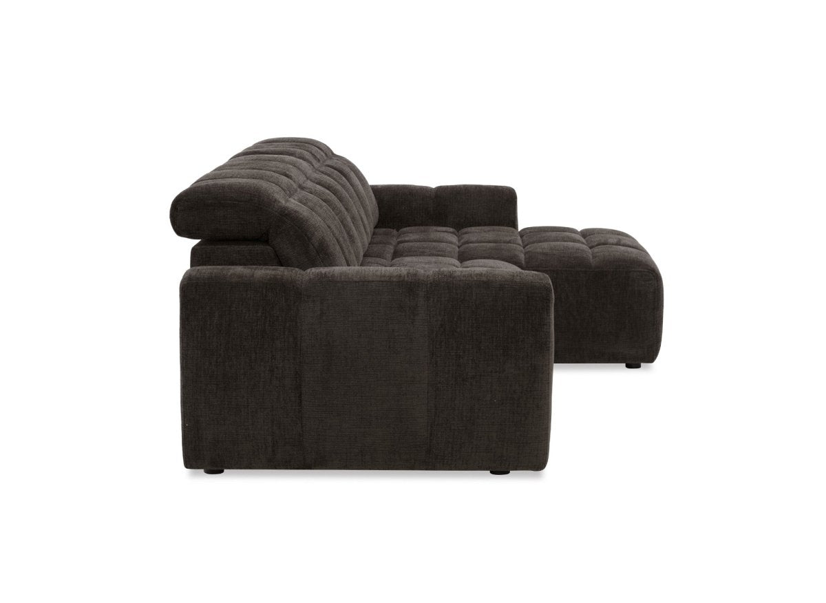 Canapé d'angle relax électrique en velours chiné marron DANIA - Angle droit - DécoInParis