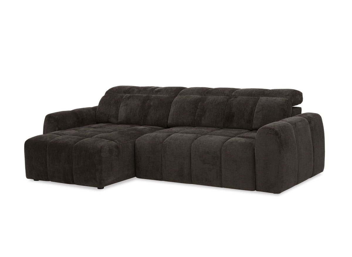 Canapé d'angle relax électrique en velours chiné marron DANIA - Angle gauche - DécoInParis