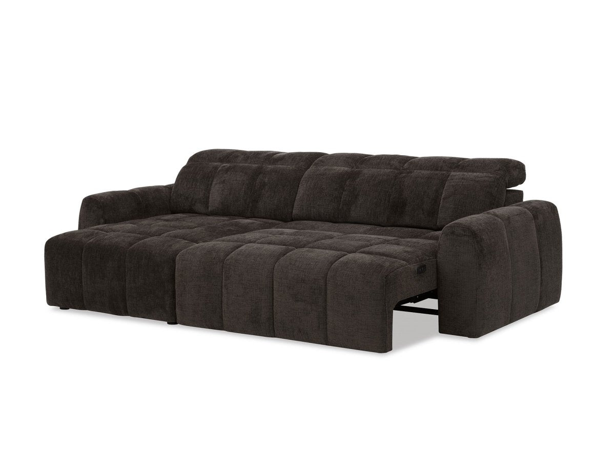 Canapé d'angle relax électrique en velours chiné marron DANIA - Angle gauche - DécoInParis