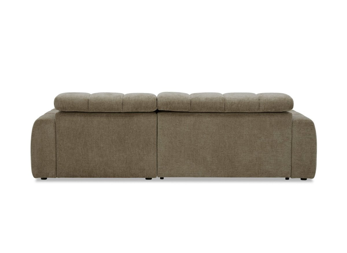 Canapé d'angle relax électrique en velours chiné taupe DANIA - Angle droit - DécoInParis