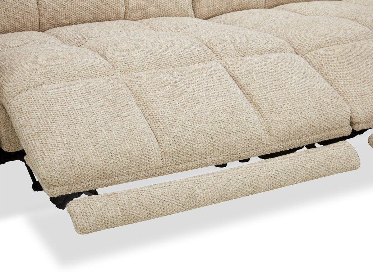 Canapé d'angle relax électrique en velours texturé taupe EDELMIRA - Angle droit - DécoInParis