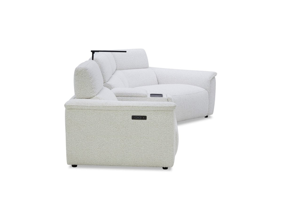 Canapé d'angle relax en tissu bouclette doux beige MARINA - Angle droit - DécoInParis