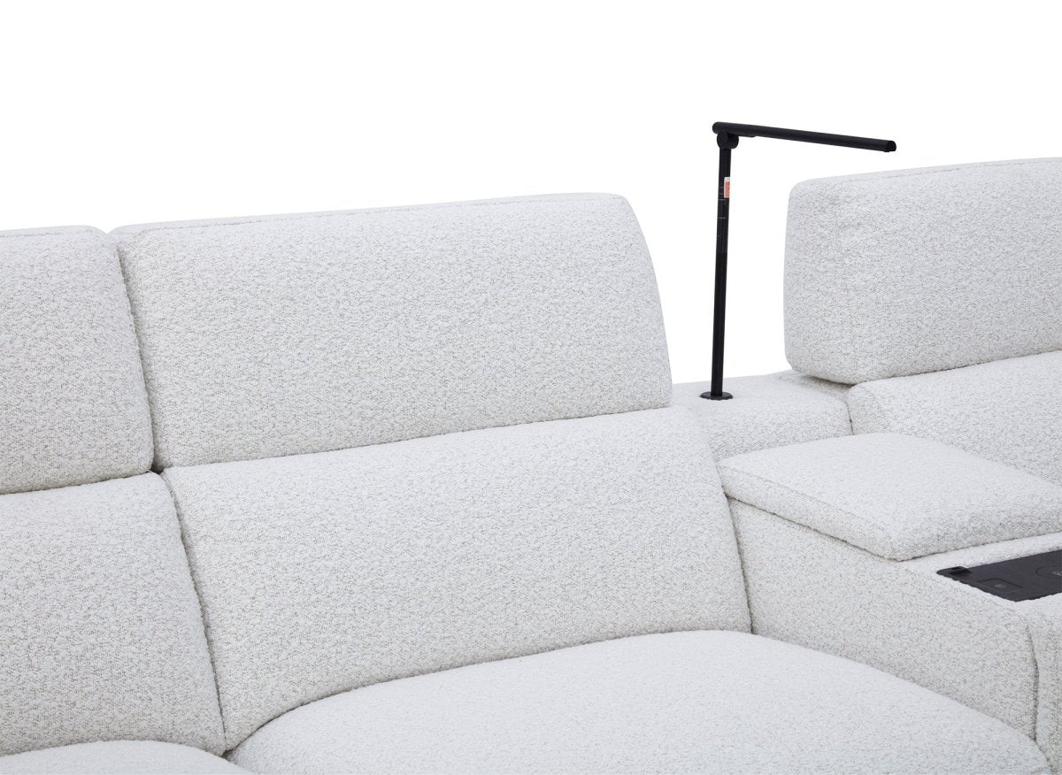 Canapé d'angle relax en tissu bouclette doux beige MARINA - Angle gauche - DécoInParis