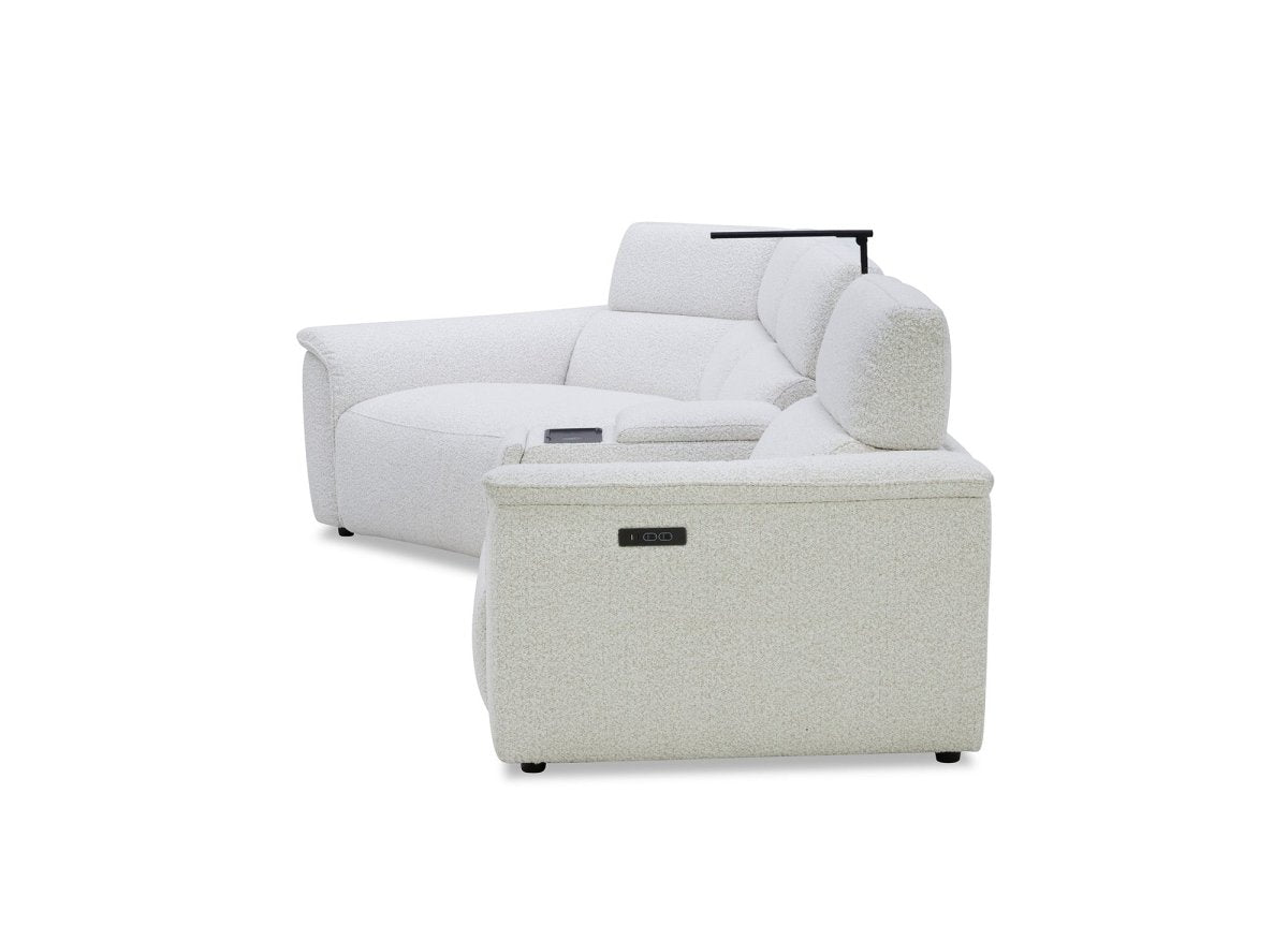 Canapé d'angle relax en tissu bouclette doux beige MARINA - Angle gauche - DécoInParis