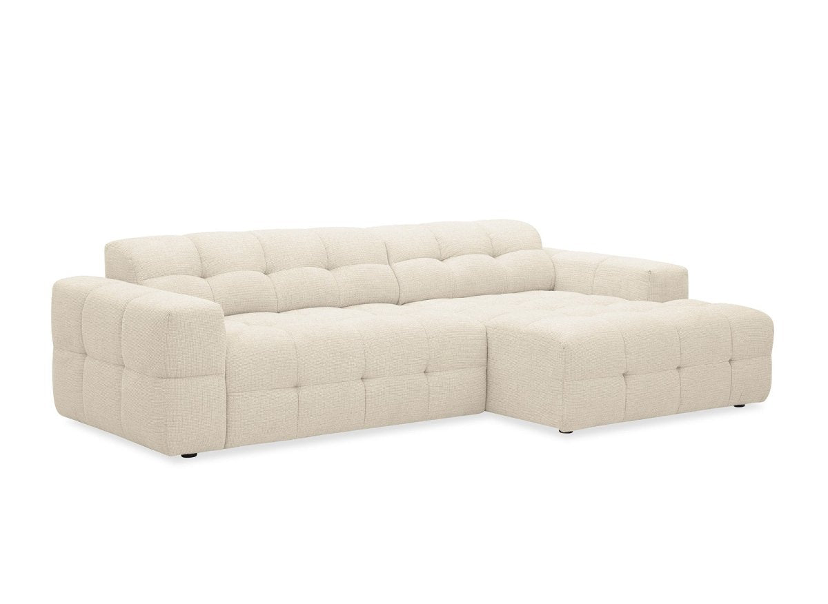 Canapé d'angle relax en velours texturé beige FEDORA - Angle droit - DécoInParis