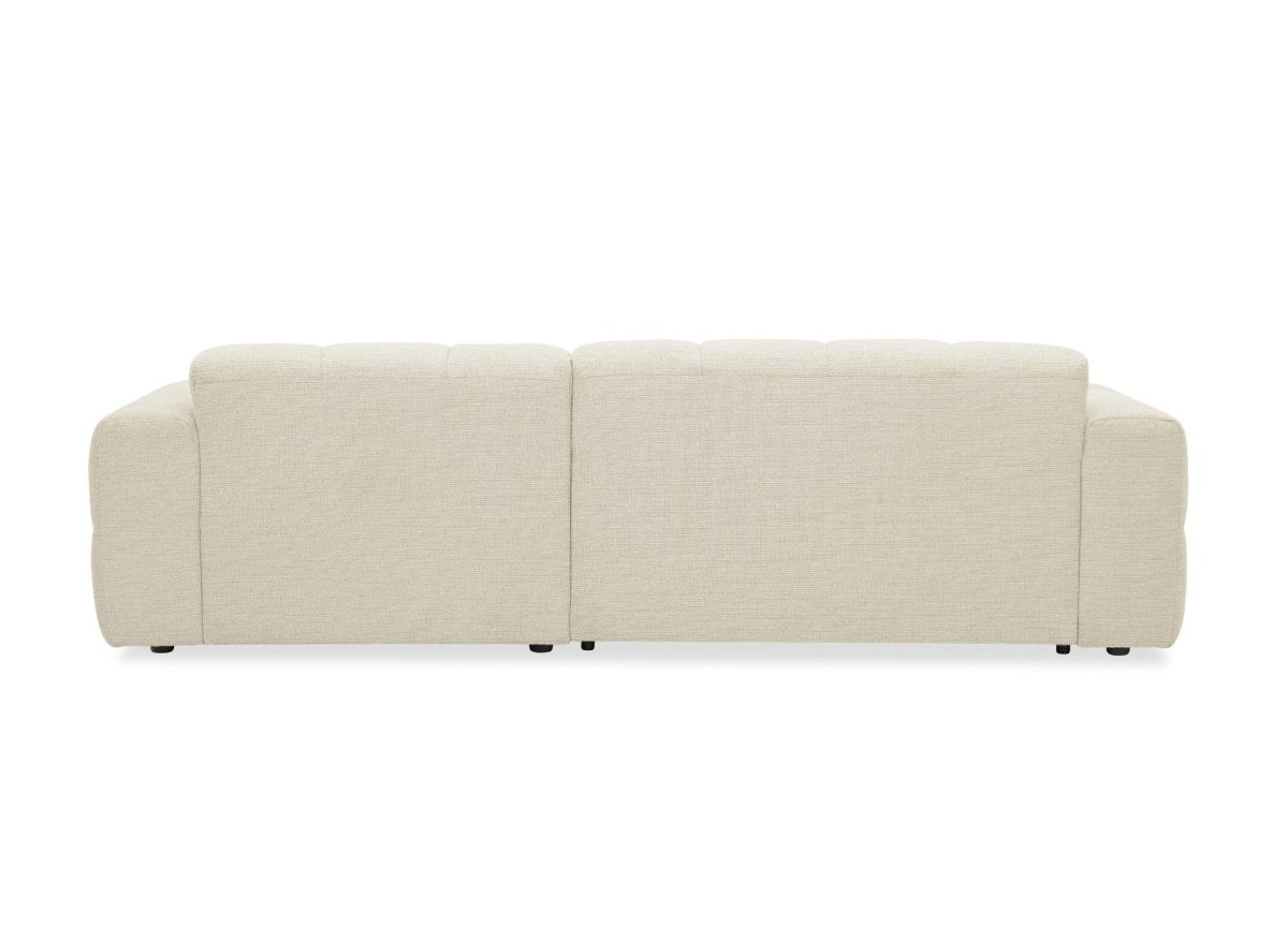 Canapé d'angle relax en velours texturé beige FEDORA - Angle droit - DécoInParis