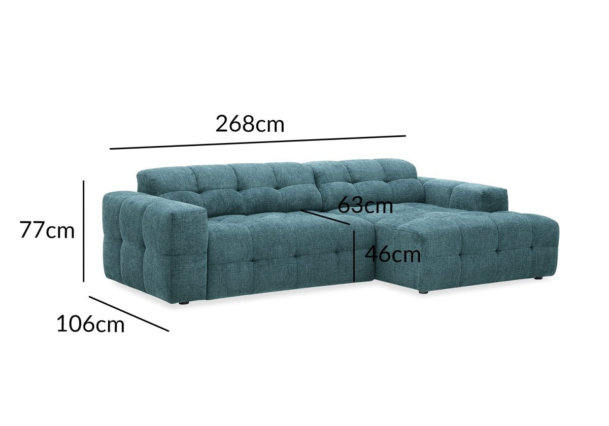 Canapé d'angle relax en velours texturé bleu FEDORA - Angle droit - DécoInParis
