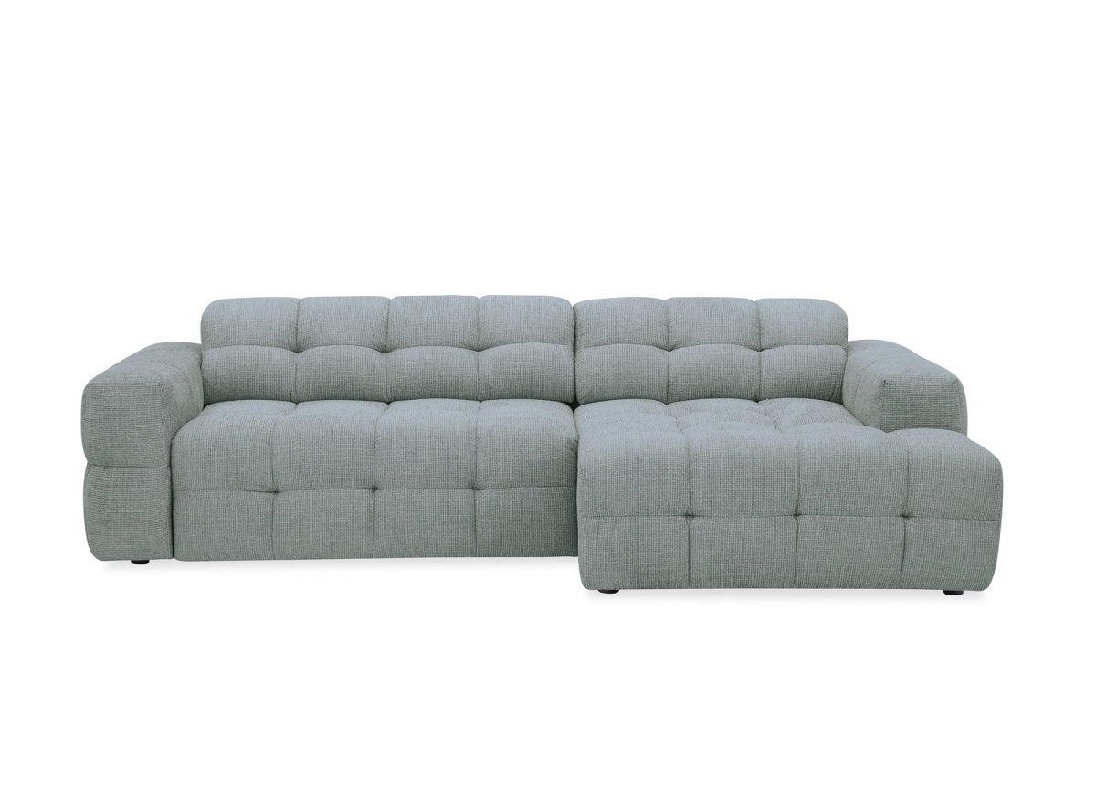 Canapé d'angle relax en velours texturé gris FEDORA - Angle droit - DécoInParis