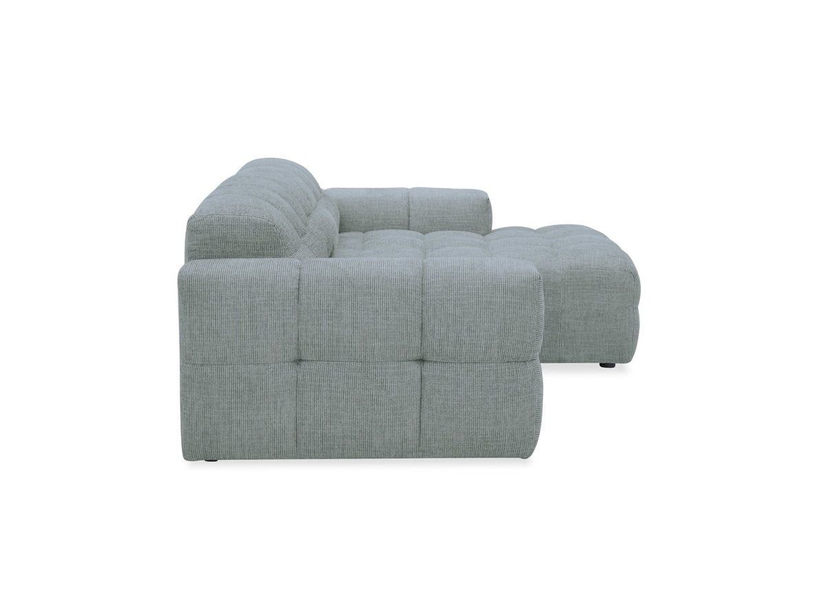 Canapé d'angle relax en velours texturé gris FEDORA - Angle droit - DécoInParis