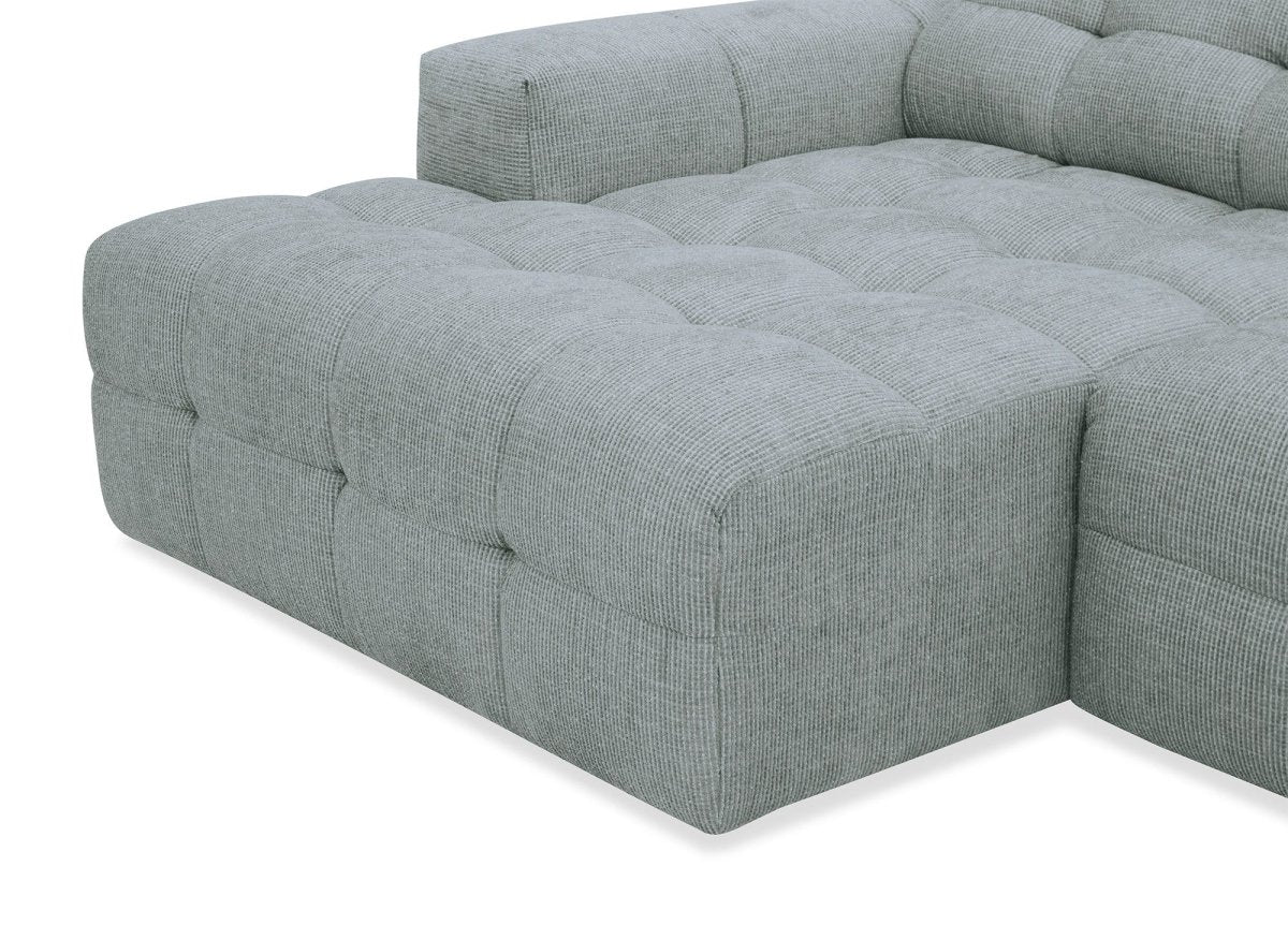Canapé d'angle relax en velours texturé gris FEDORA - Angle gauche - DécoInParis