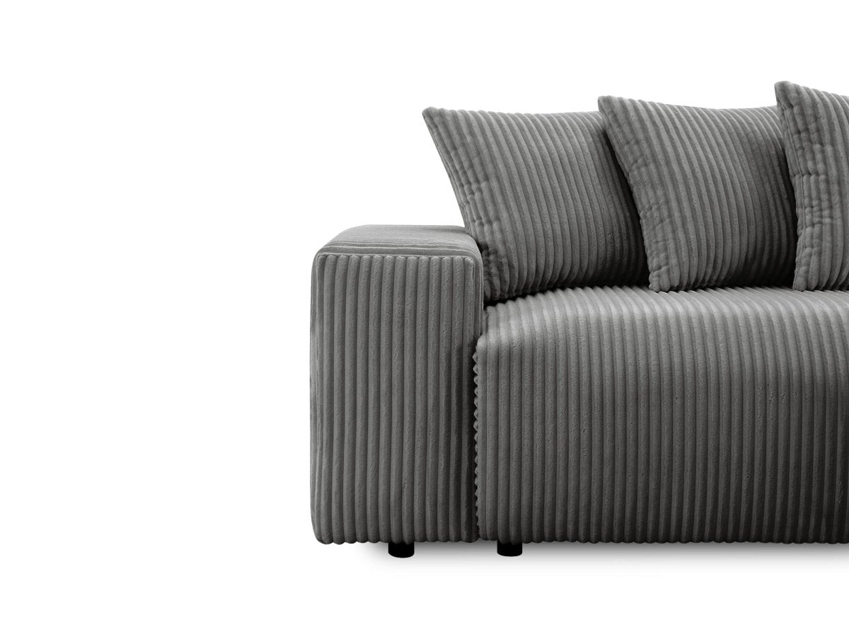 Canapé d'angle réversible convertible avec coffre en velours côtelé épais gris NOELIA - DécoInParis