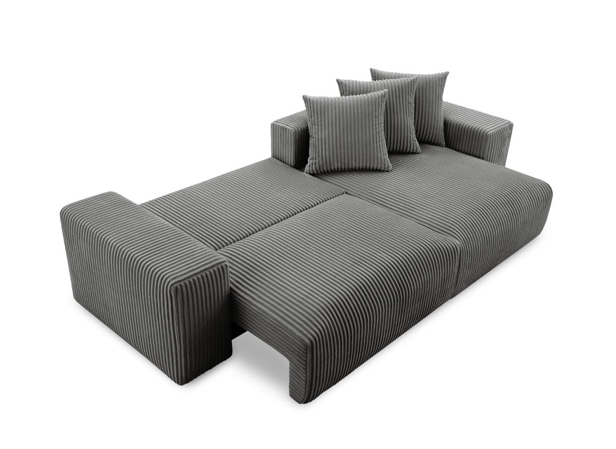 Canapé d'angle réversible convertible avec coffre en velours côtelé épais gris NOELIA - DécoInParis