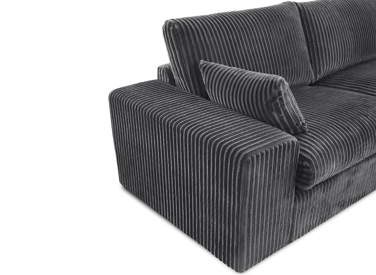 Canapé d'angle réversible en gros côtelé doux gris SIRINA - DécoInParis