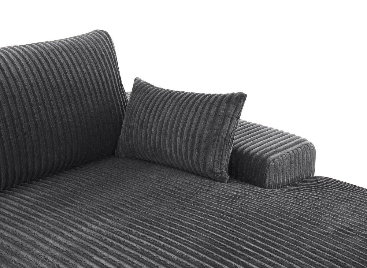 Canapé d'angle réversible en gros côtelé doux gris SIRINA - DécoInParis