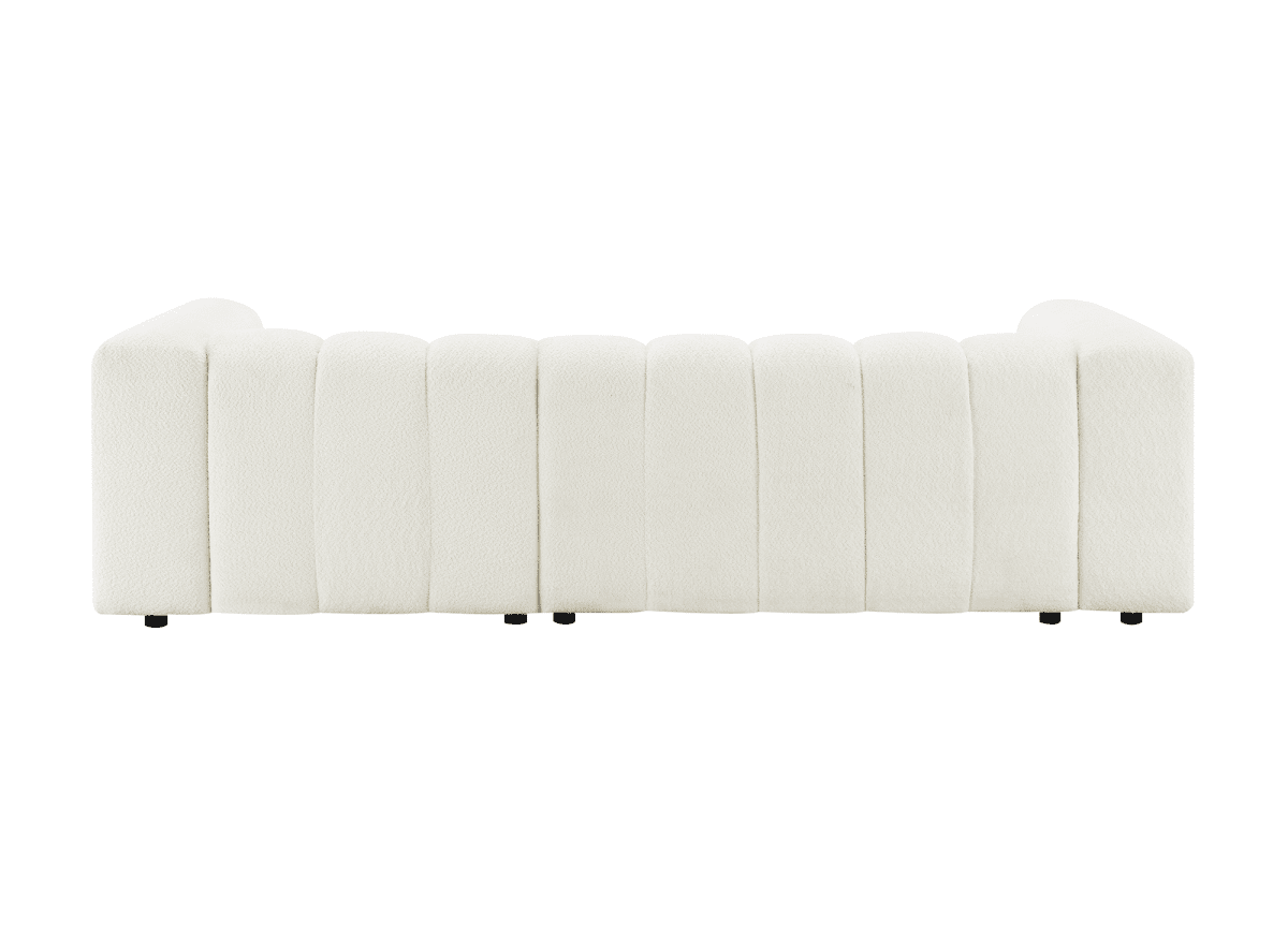 Canapé d'angle réversible en tissu bouclette écru AELIS - DécoInParis