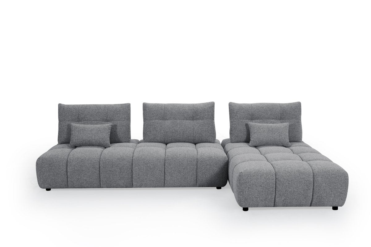 Canapé d'angle réversible en velours texturé gris ALANA - DécoInParis