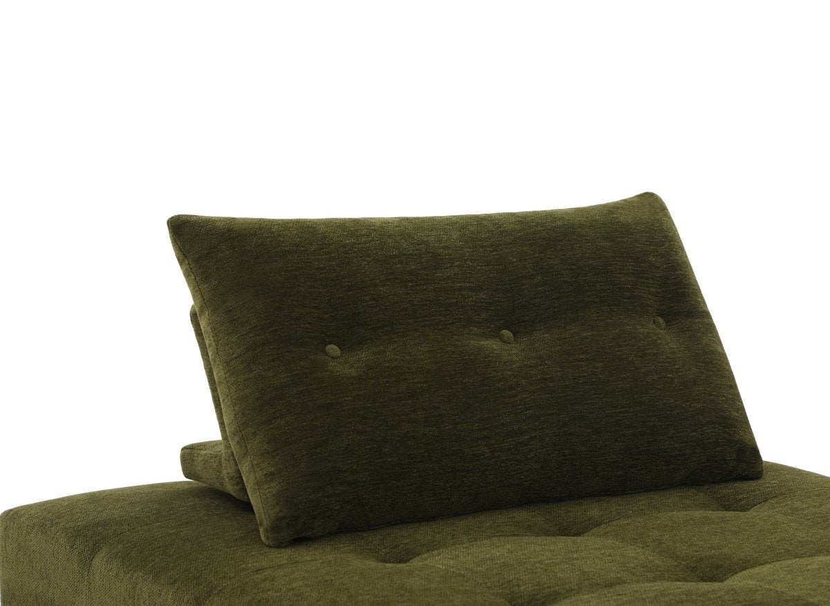 Canapé droit 1 place convertible en tissu texturé doux vert olive NATHEO - DécoInParis