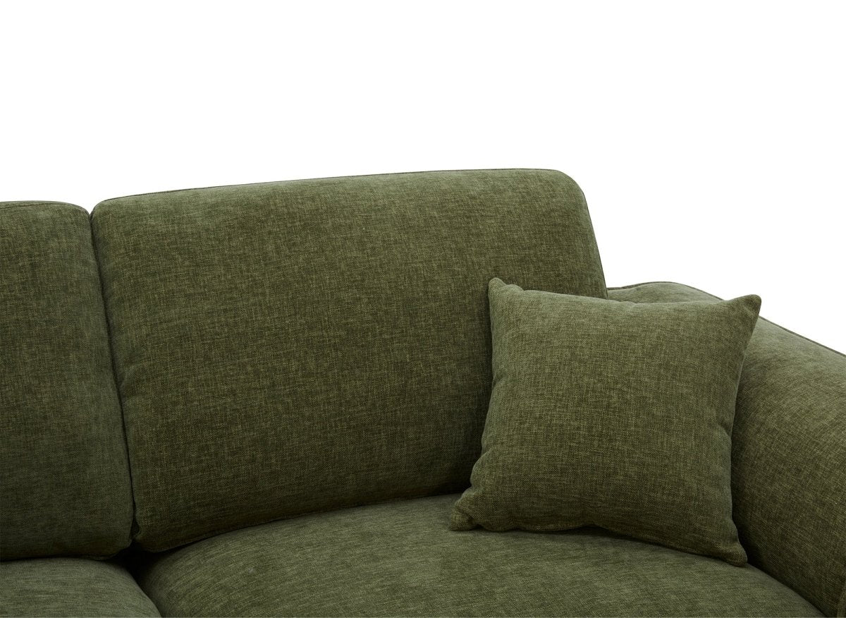 Canapé droit 3 places en velours chiné vert olive ABELIA - DécoInParis