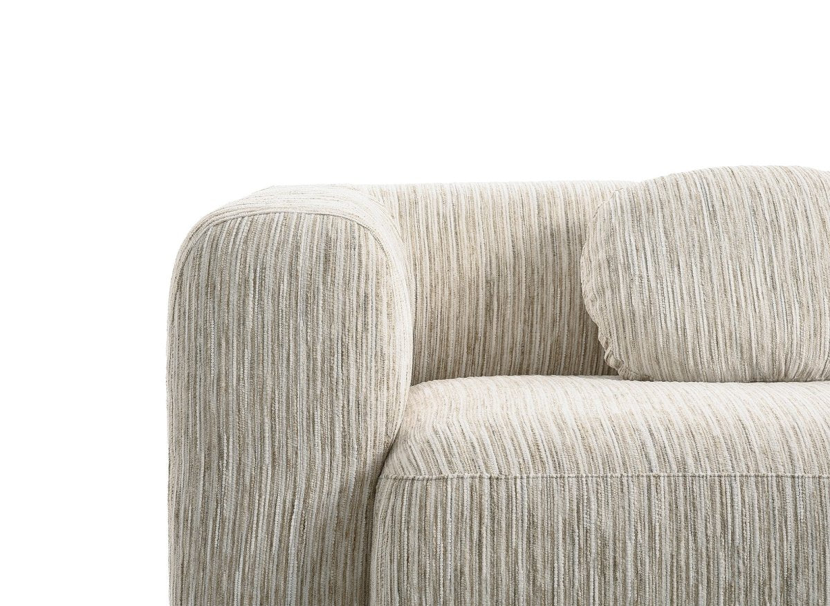Canapé droit 3 places en velours texturé beige SAMANTHA - DécoInParis