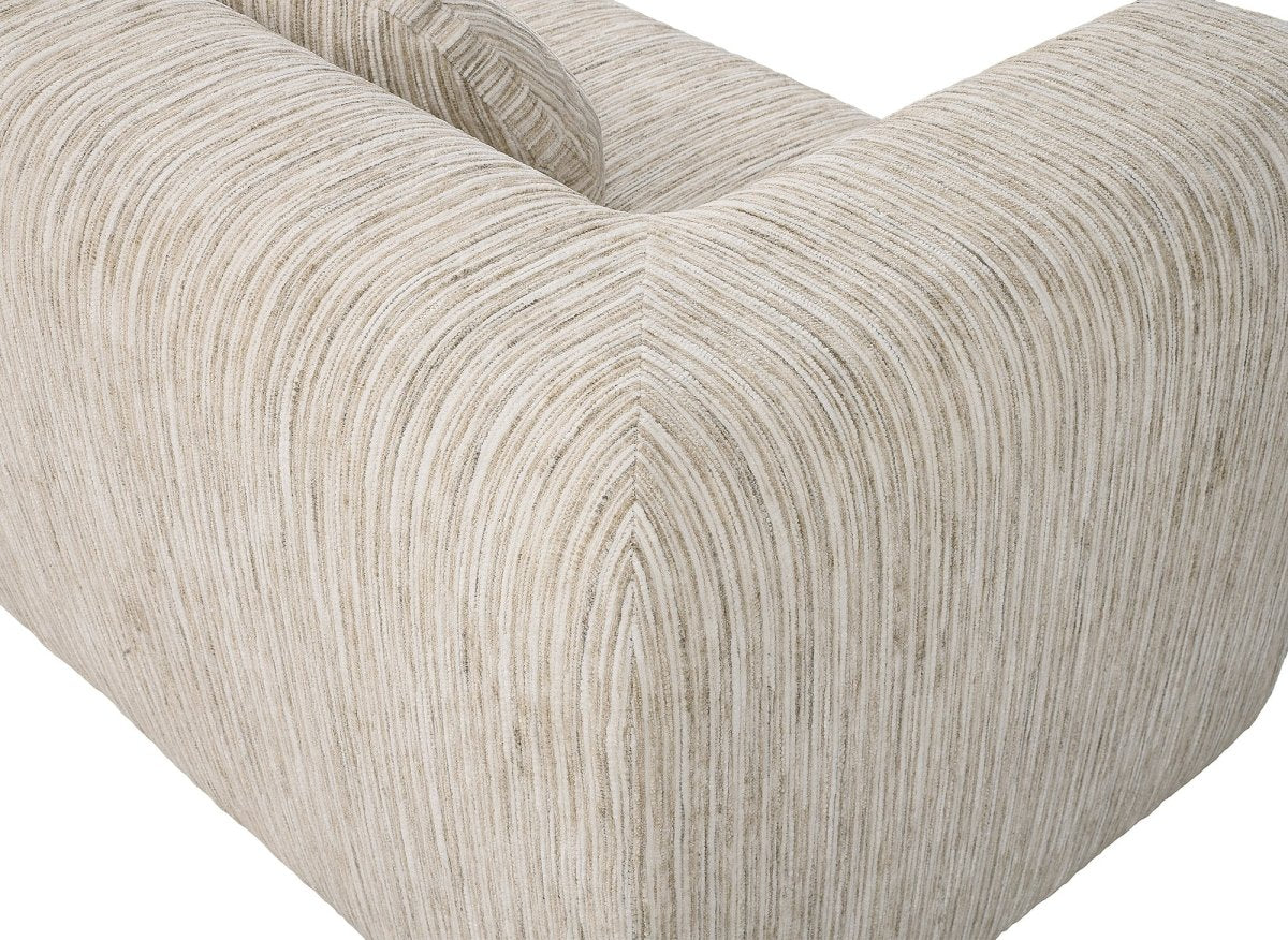 Canapé droit 3 places en velours texturé beige SAMANTHA - DécoInParis