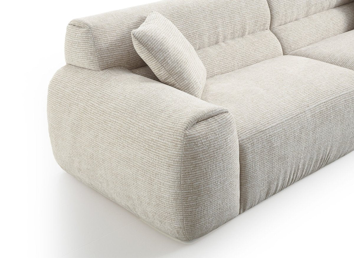 Canapé droit 3 places en velours texturé beige TAYLOR - DécoInParis
