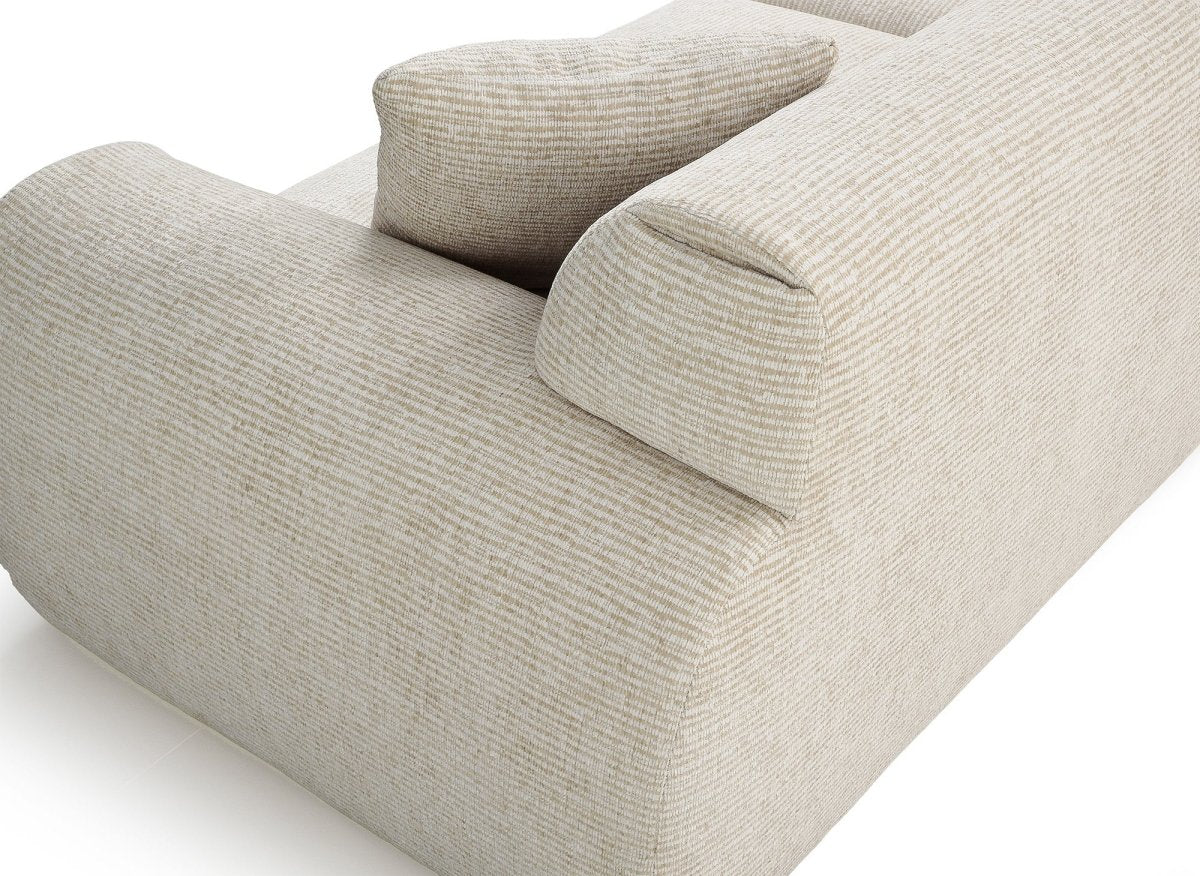 Canapé droit 3 places en velours texturé beige TAYLOR - DécoInParis