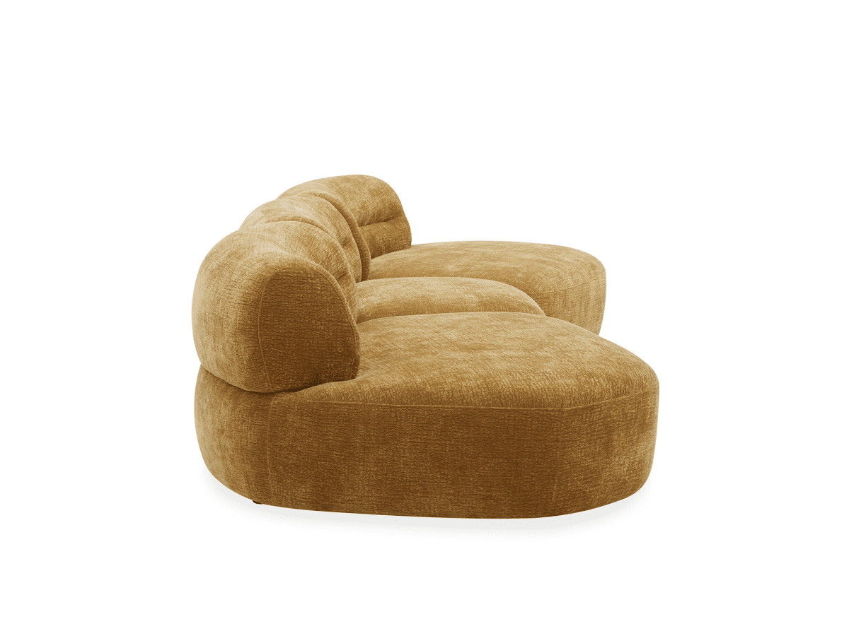 Canapé droit fixe 5 places en velours tissé moutarde IMENIA - DécoInParis