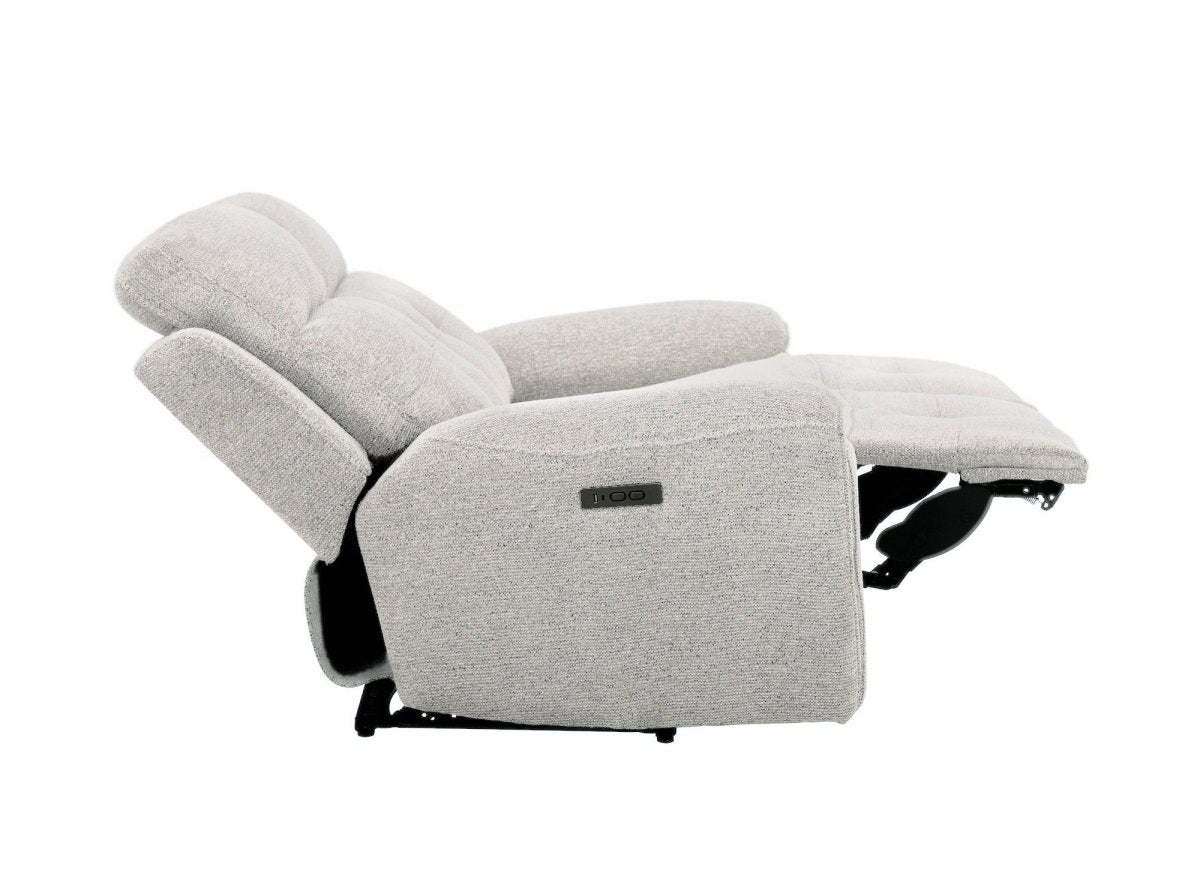 Canapé droit relax électrique 2 places en velours texturé beige PATRICIA - DécoInParis