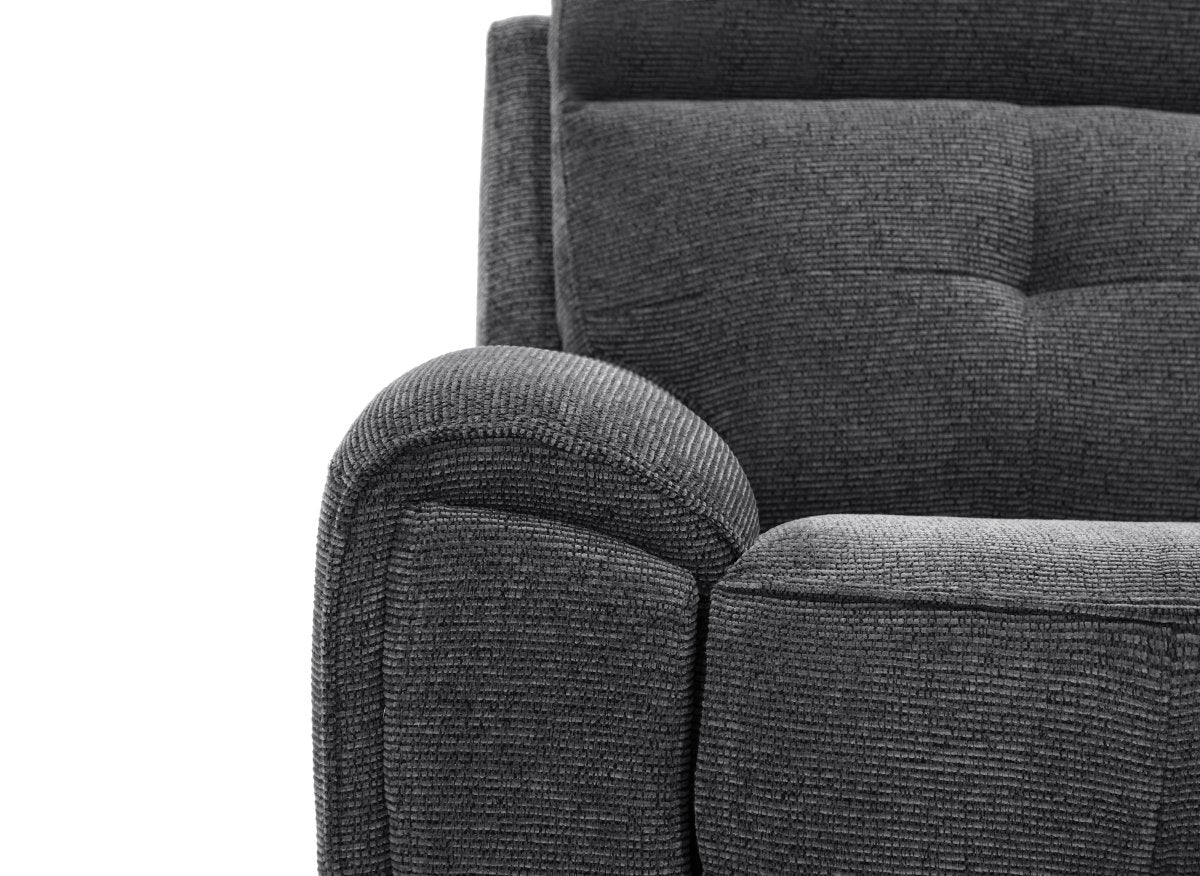 Canapé droit relax électrique 2 places en velours texturé gris PATRICIA - DécoInParis