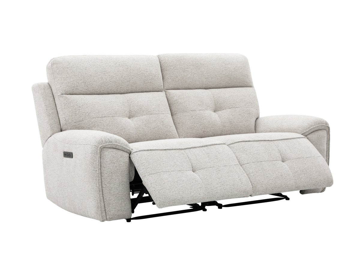 Canapé droit relax électrique 3 places en velours texturé beige PATRICIA - DécoInParis