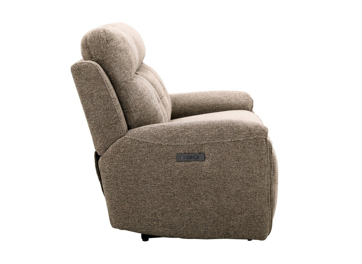 Canapé droit relax électrique 3 places en velours texturé marron PATRICIA - DécoInParis