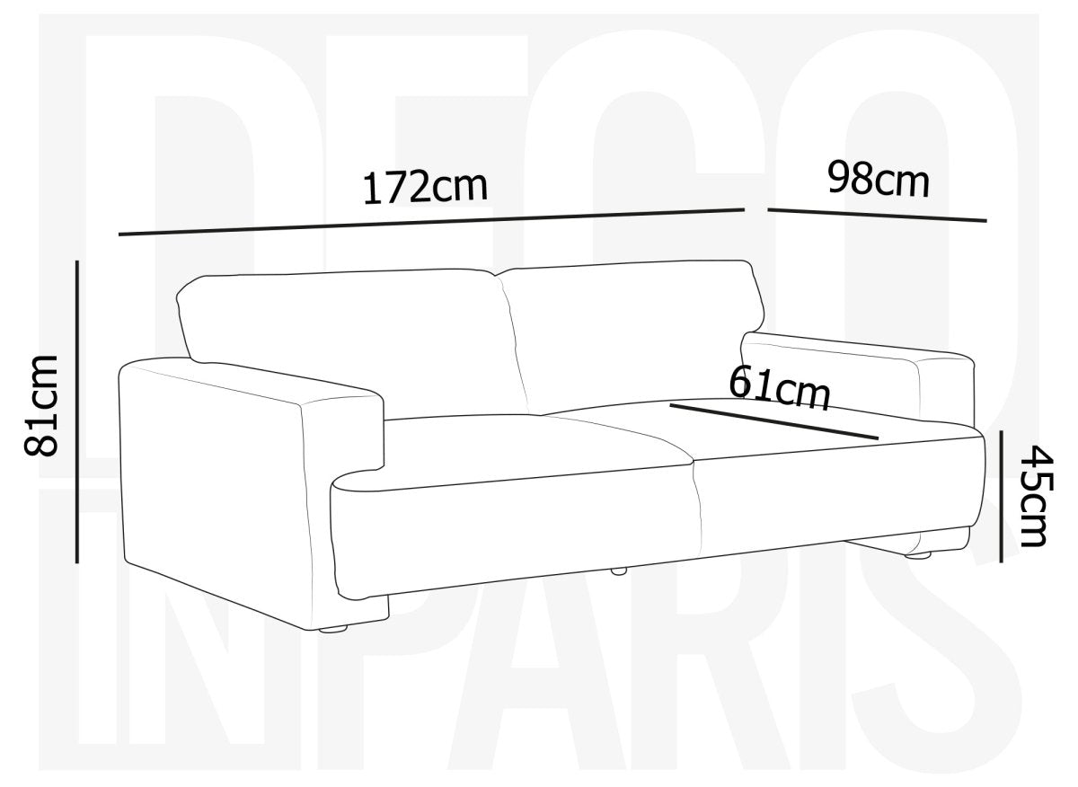 Canapé fixe 2 places en tissu gris AYLINE - DécoInParis
