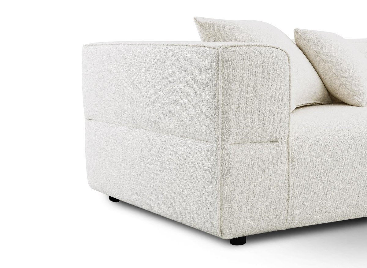 Canapé fixe 3 places effet peau de mouton beige EVELYNE - DécoInParis