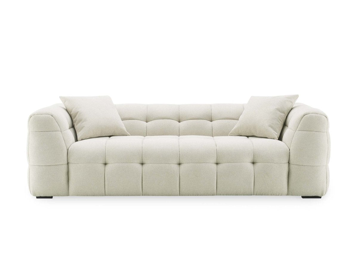 Canapé fixe 3 places en tissu beige BELLA - DécoInParis
