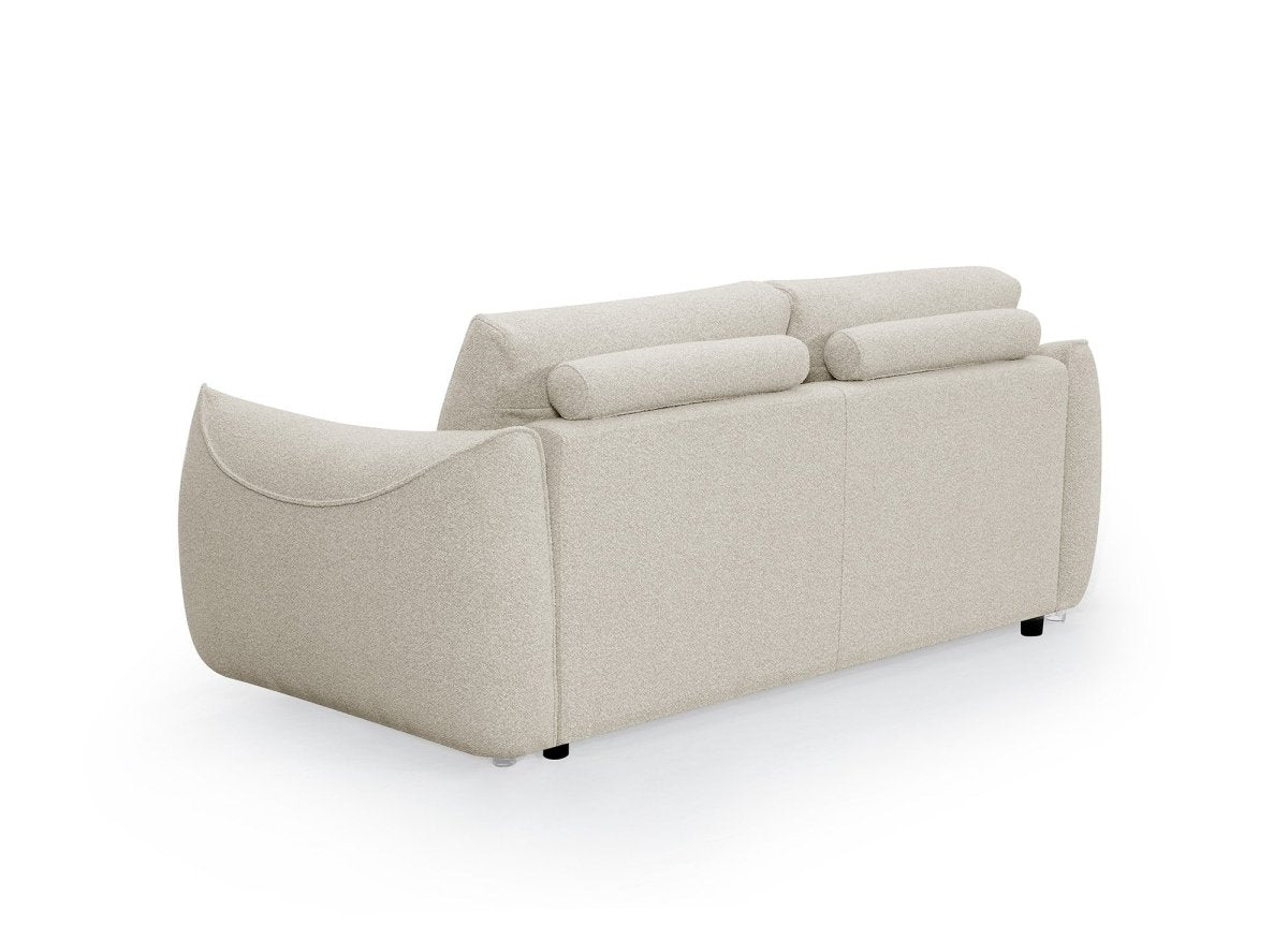 Canapé fixe 3 places en tissu bouclette beige EZRA - DécoInParis