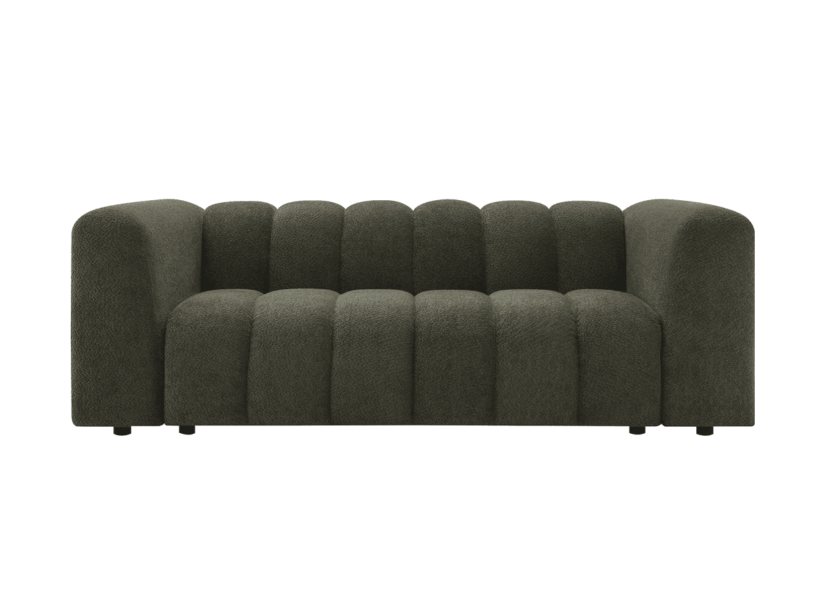 Canapé fixe 3 places en tissu bouclette vert AELIS - DécoInParis