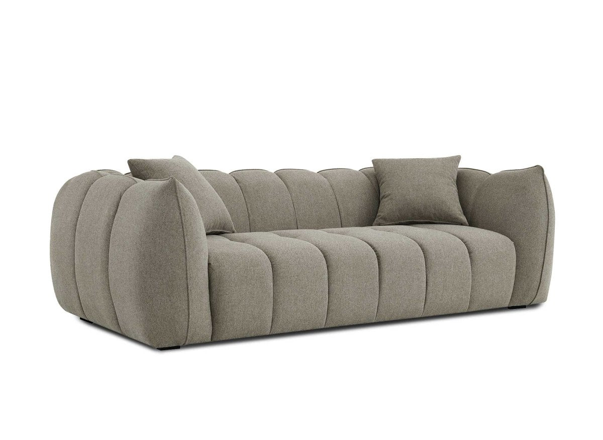 Canapé fixe 3 places en tissu taupe ALISSA - DécoInParis