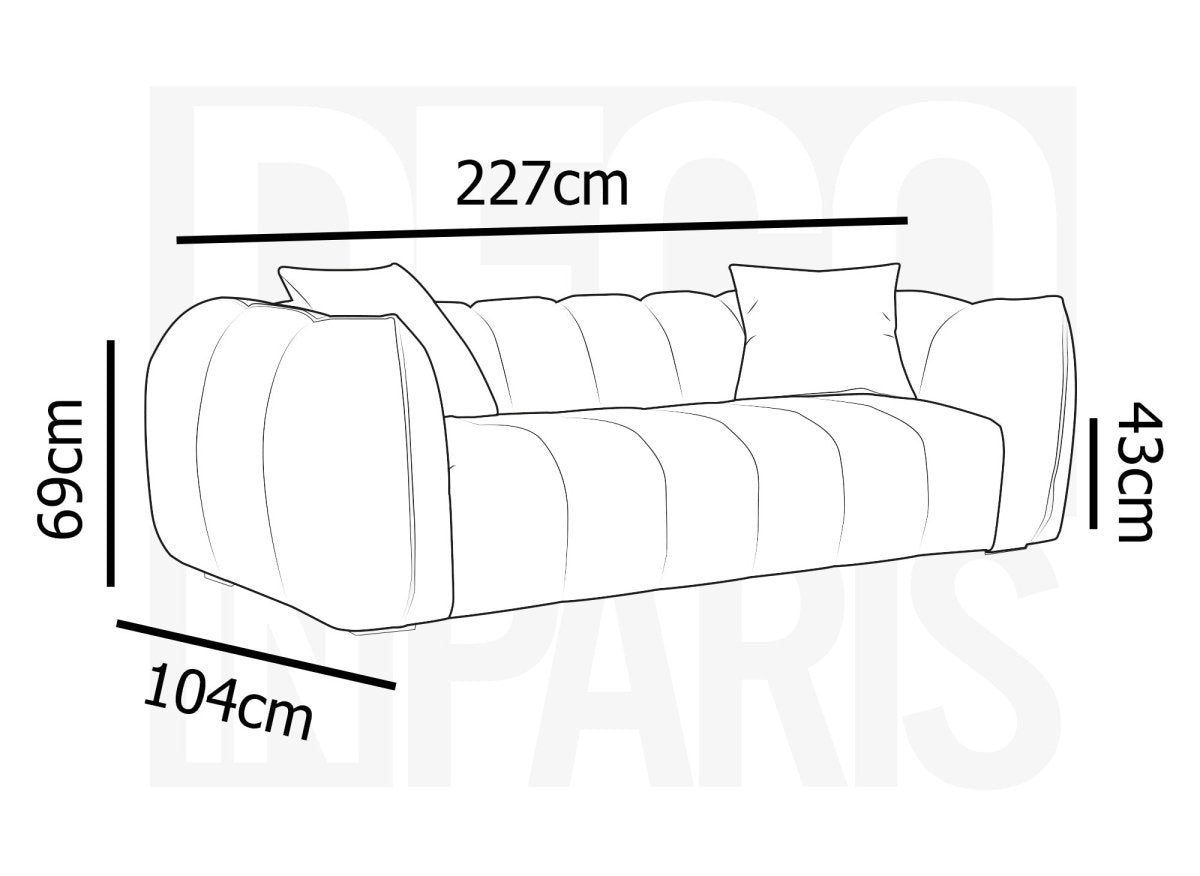 Canapé fixe 3 places en tissu taupe ALISSA - DécoInParis