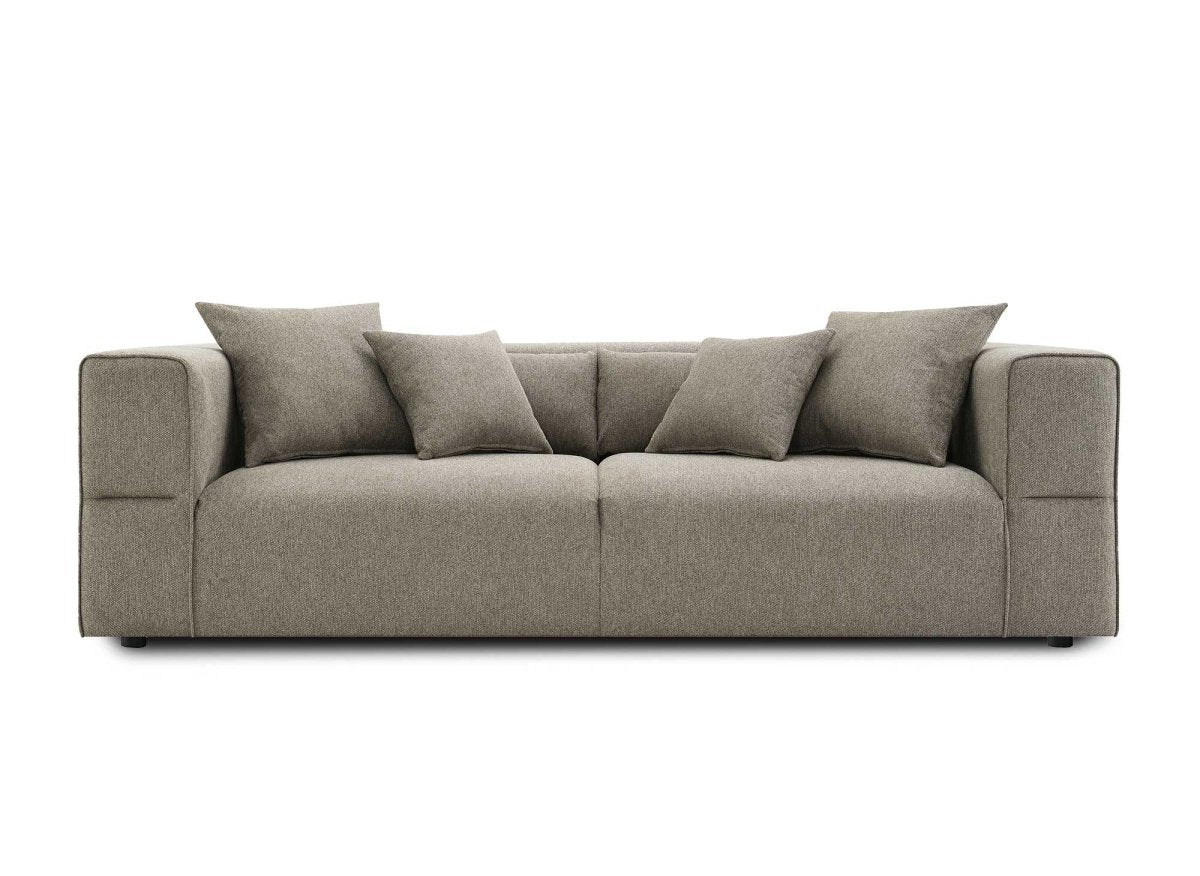 Canapé fixe 3 places en tissu taupe EVELYNE - DécoInParis