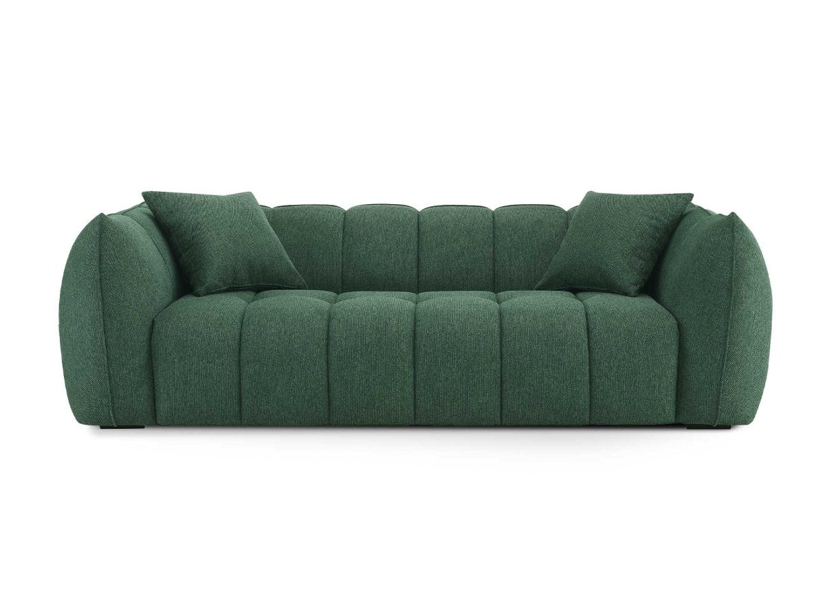 Canapé fixe 3 places en tissu vert ALISSA - DécoInParis