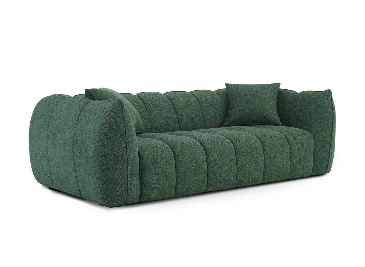 Canapé fixe 3 places en tissu vert ALISSA - DécoInParis