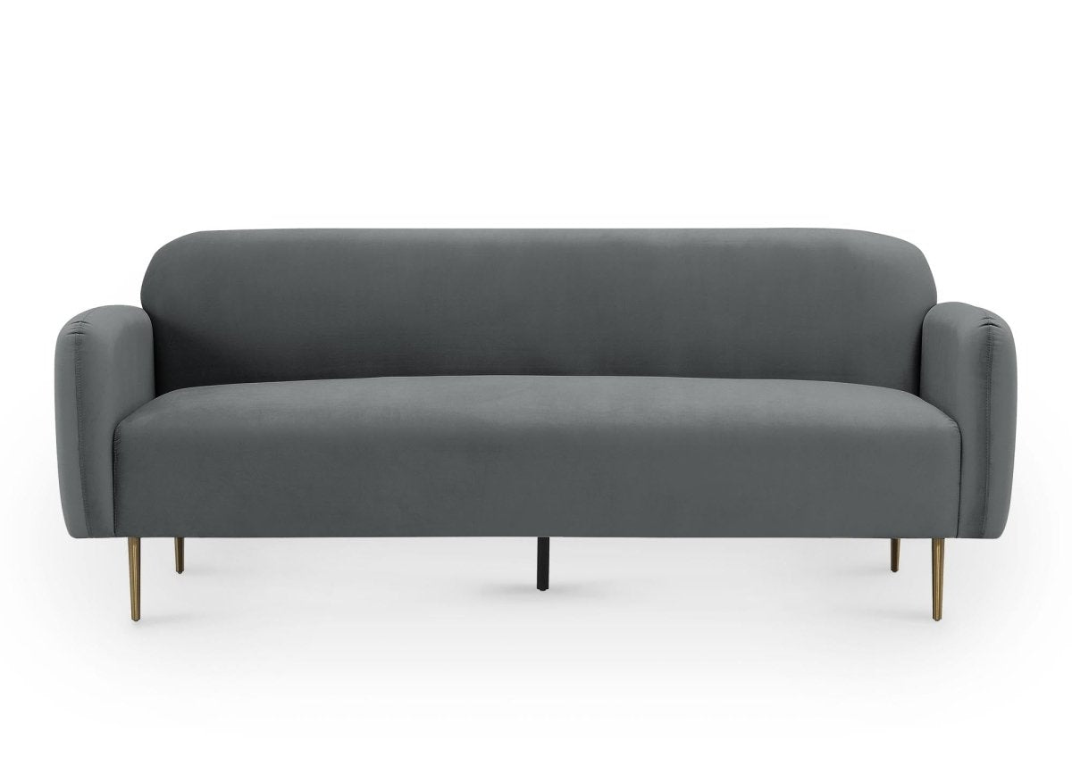 Canapé fixe 3 places en velours gris MARILYNE - DécoInParis