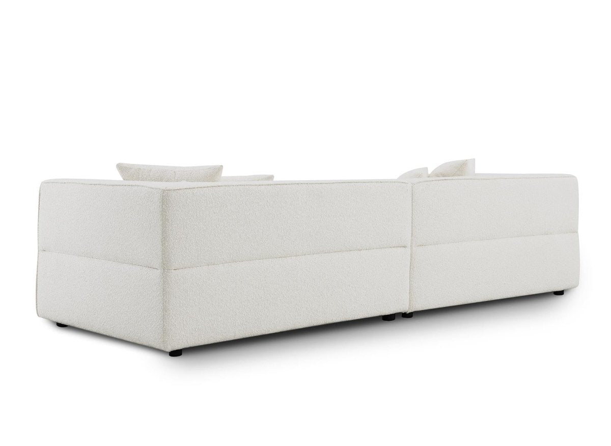 Canapé fixe 4 places effet peau de mouton beige EVELYNE - DécoInParis