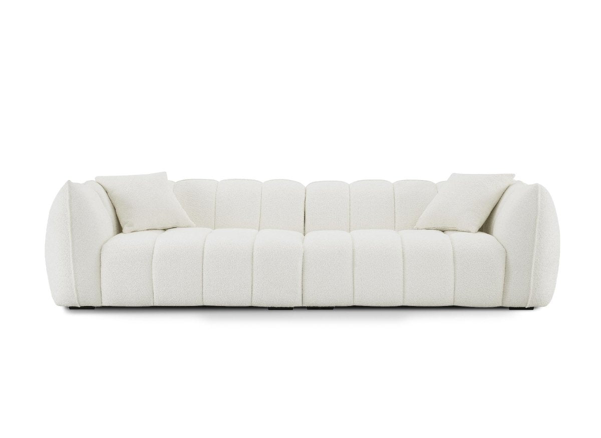 Canapé fixe 4 places effet peau de mouton écru ALISSA - DécoInParis