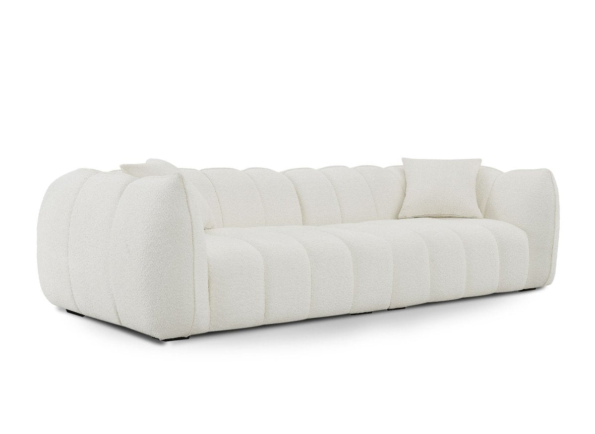 Canapé fixe 4 places effet peau de mouton écru ALISSA - DécoInParis