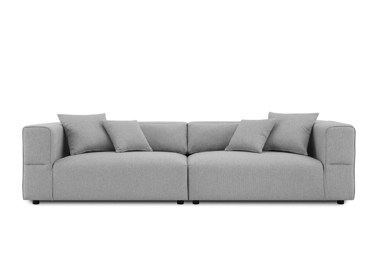 Canapé fixe 4 places en tissu gris EVELYNE - DécoInParis