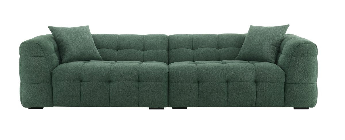 Canapé fixe 4 places en tissu vert BELLA - DécoInParis