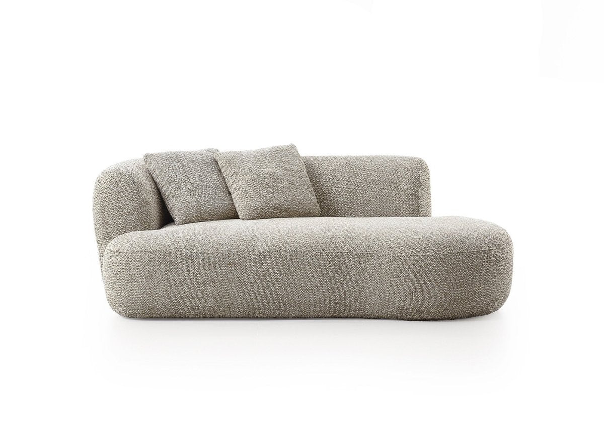 Canapé méridienne en velours texturé taupe URIEL - Angle droit - DécoInParis