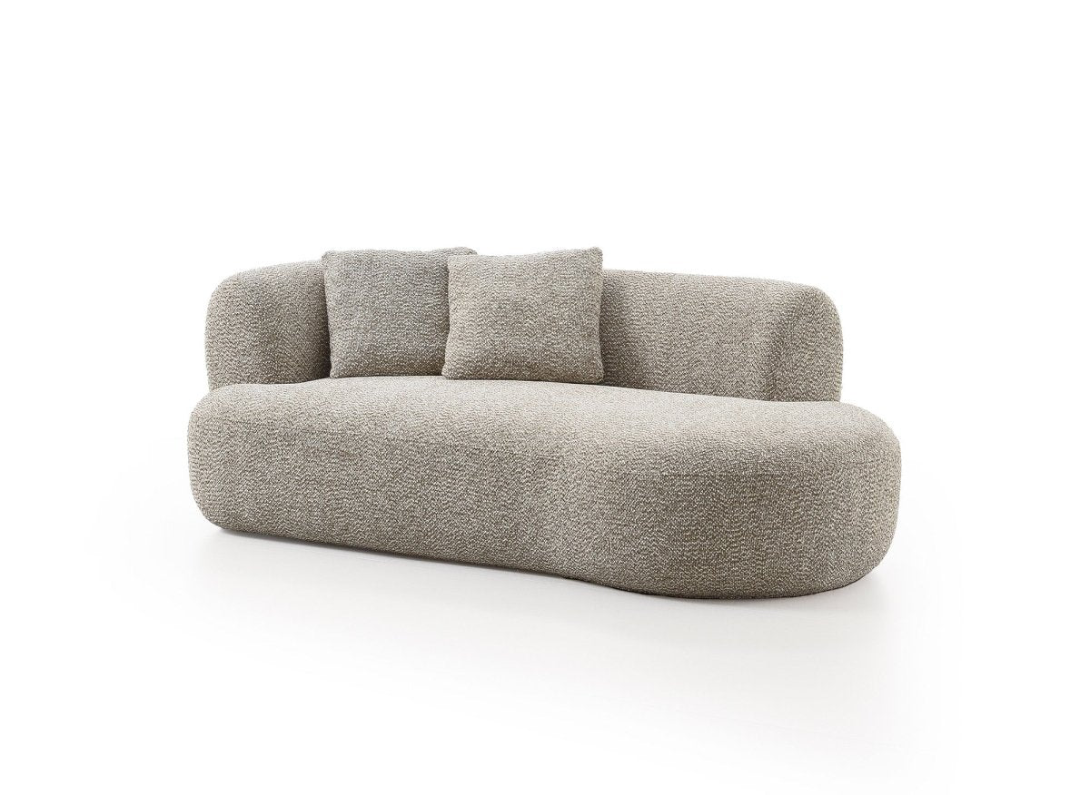 Canapé méridienne en velours texturé taupe URIEL - Angle droit - DécoInParis