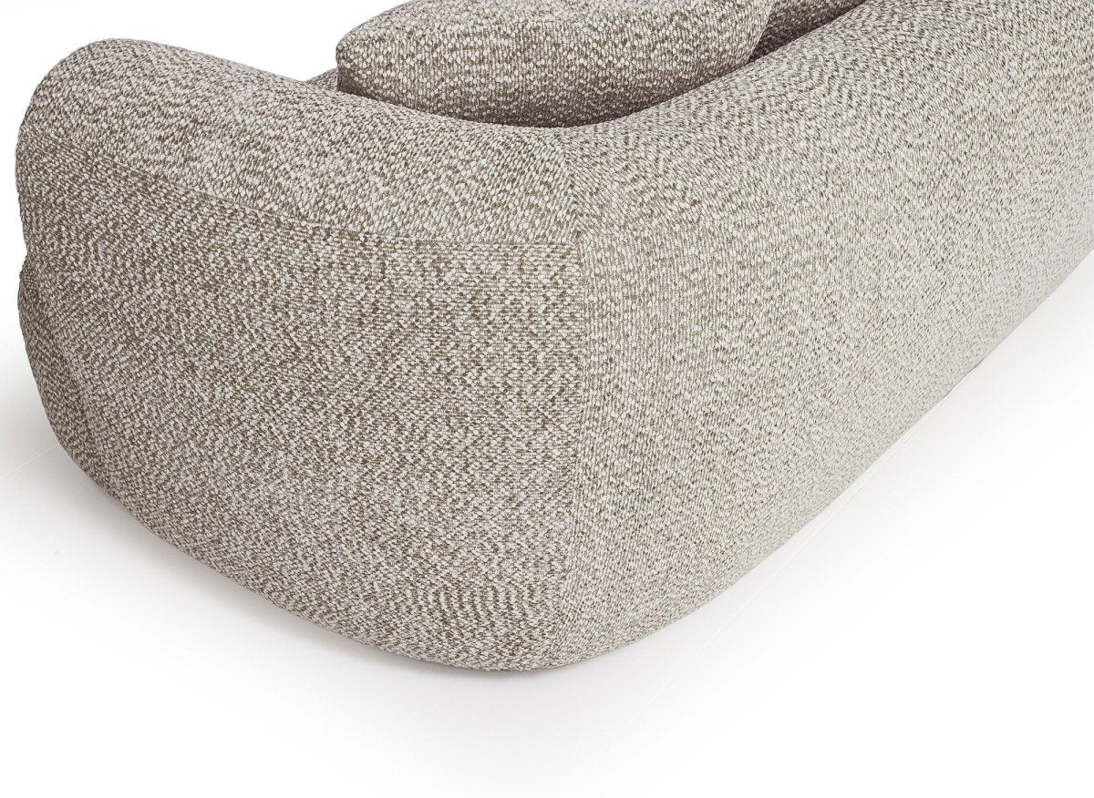 Canapé méridienne en velours texturé taupe URIEL - Angle gauche - DécoInParis